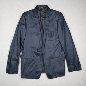 Dolce Gabbana Jacket Mens 52 IT Blue 2 Button Blazer Dinner Jacket Crest